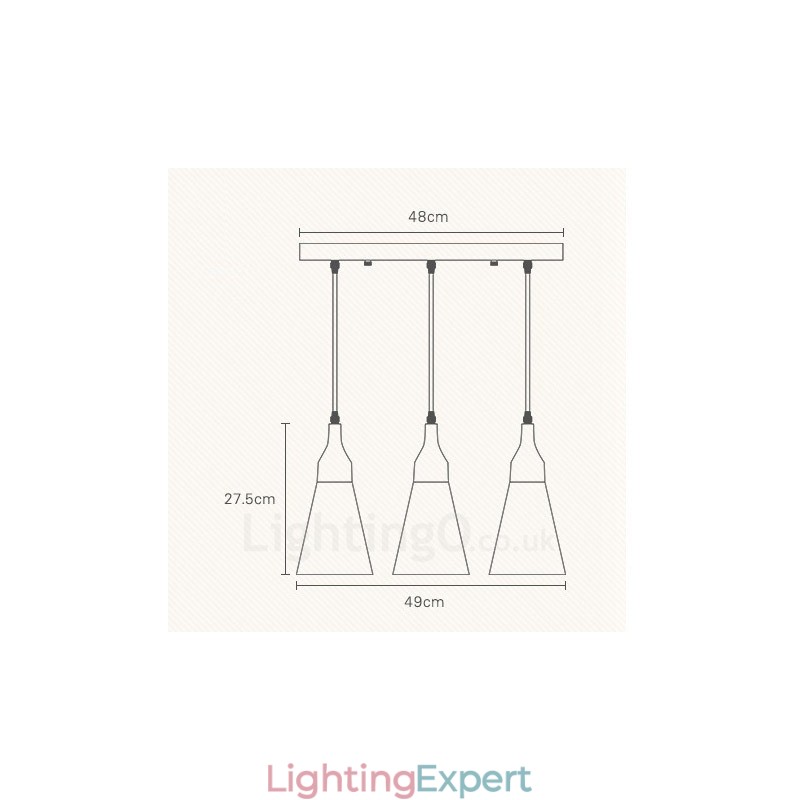 3 Light Wood Modern Contemporary Pendant Light with Fabric Shade