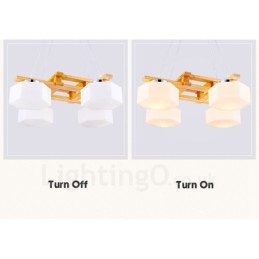 4 Light Wood Modern Contemporary Nordic style Pendant Light with Glass Shade