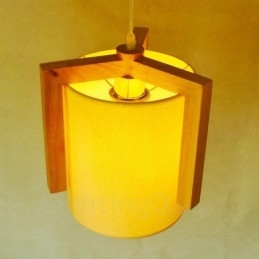 1 Light Wood Modern Contemporary Nordic style Pendant Light with Fabric Shade