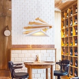 1 Light Wood Modern Contemporary Pendant Light with Wood Shade