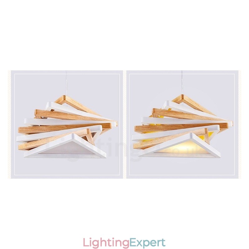 1 Light Wood Modern Contemporary Pendant Light with Wood Shade