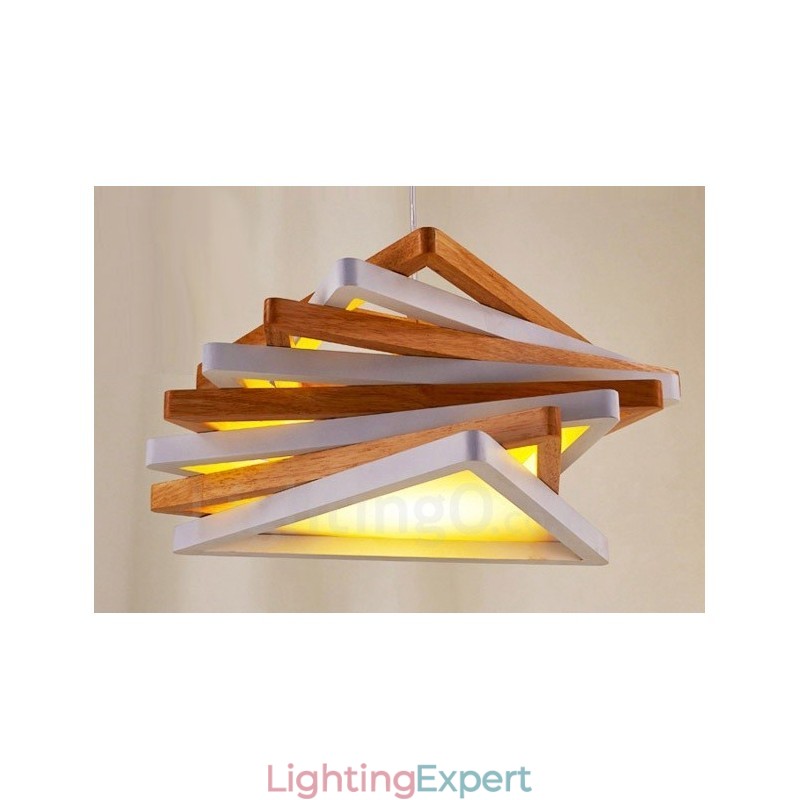1 Light Wood Modern Contemporary Pendant Light with Wood Shade
