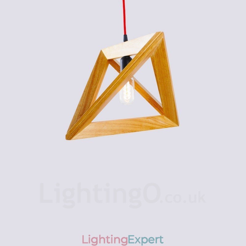 1 Light Wood Modern Contemporary Pendant Light with Wood Shade