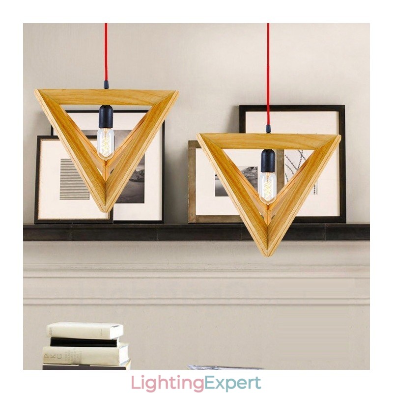 1 Light Wood Modern Contemporary Pendant Light with Wood Shade