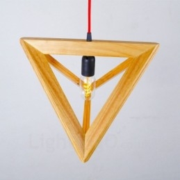 1 Light Wood Modern Contemporary Pendant Light with Wood Shade
