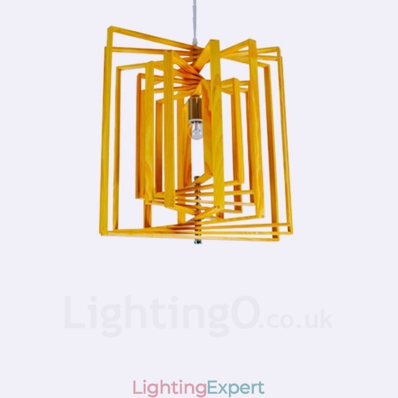 1 Light Wood Modern Contemporary Nordic style Pendant Light with Wood Shade