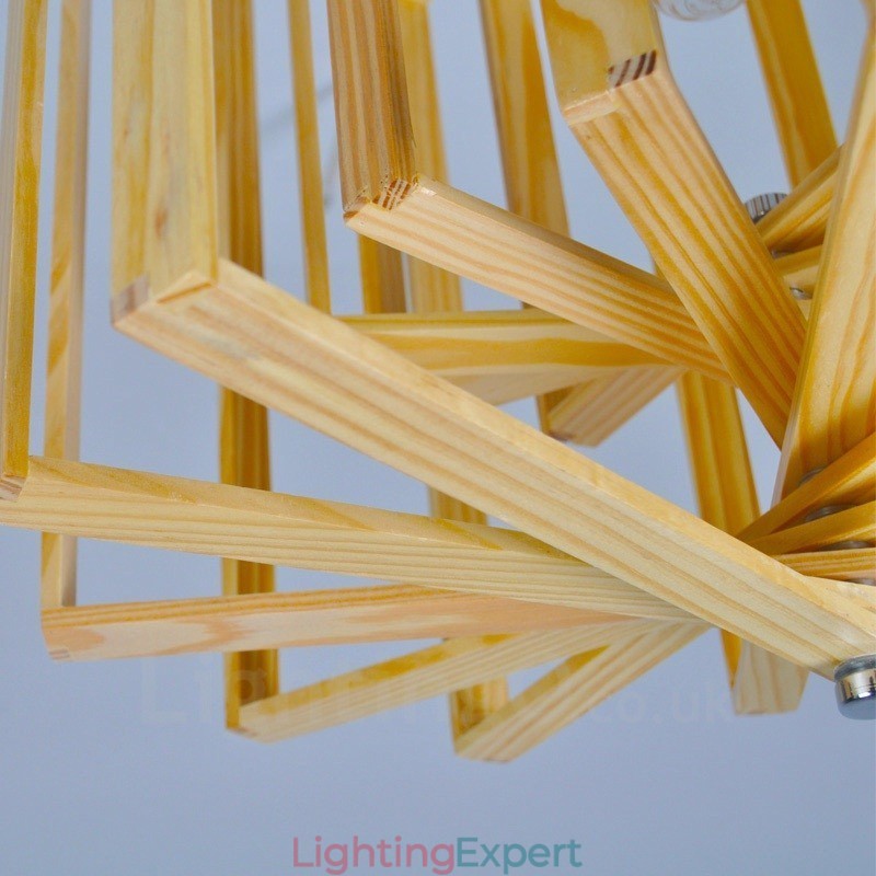 1 Light Wood Modern Contemporary Nordic style Pendant Light with Wood Shade