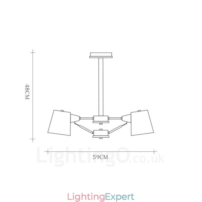4 Light Wood Modern Contemporary Nordic style Pendant Light with Iron Shade