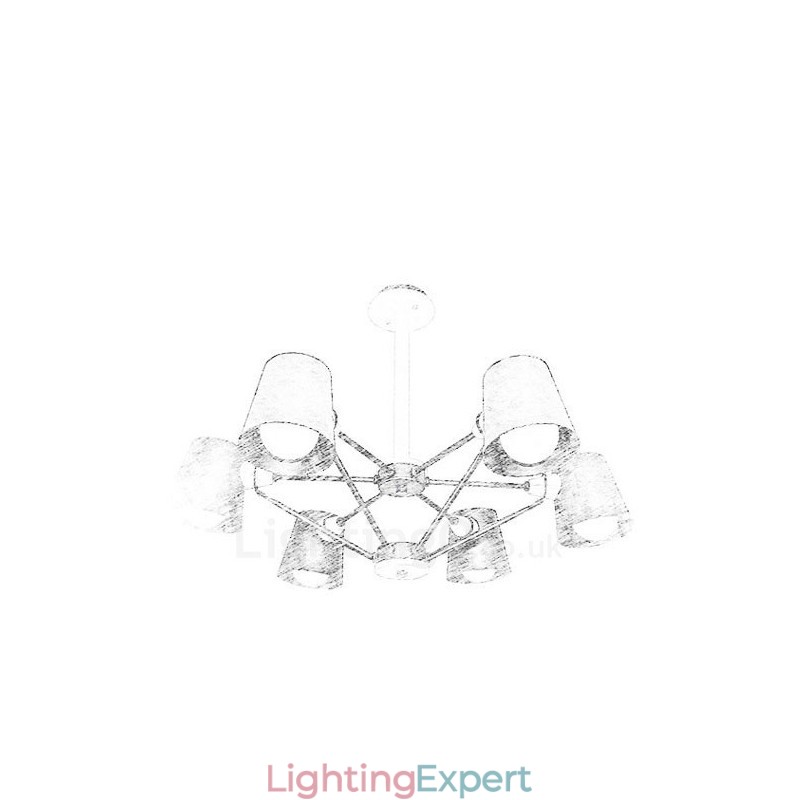 6 Light Wood Modern Contemporary Nordic style Pendant Light with Iron Shade