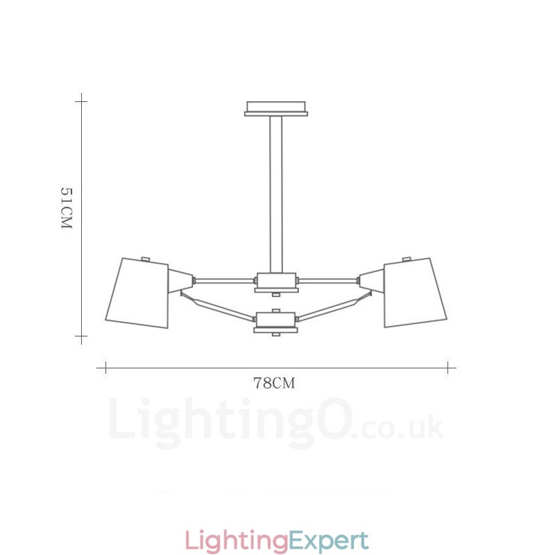 6 Light Wood Modern Contemporary Nordic style Pendant Light with Iron Shade