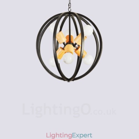 6 Light Iron Retro Vintage Pendant Light with Iron Shade