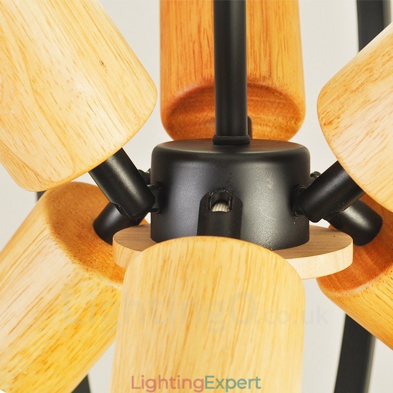 6 Light Iron Retro Vintage Pendant Light with Iron Shade