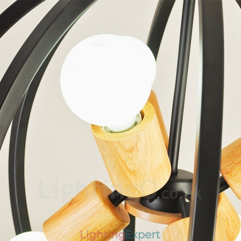 6 Light Iron Retro Vintage Pendant Light with Iron Shade