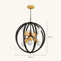 6 Light Iron Retro Vintage Pendant Light with Iron Shade