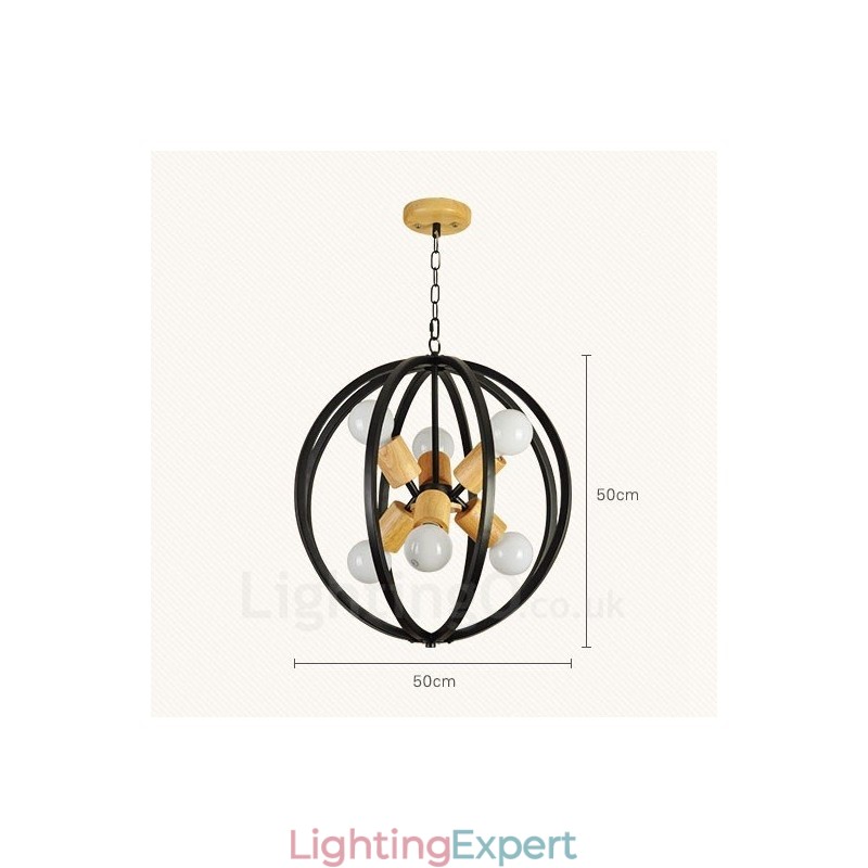 6 Light Iron Retro Vintage Pendant Light with Iron Shade