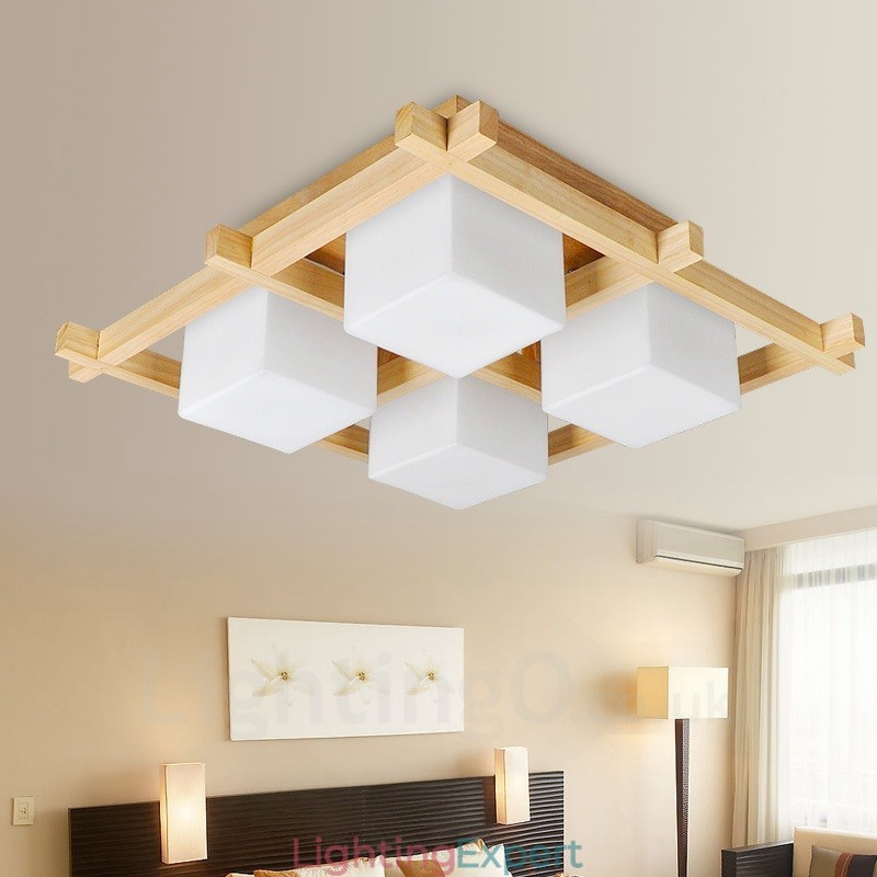 4 Light Modern Contemporary Nordic style Flush Mount Ceiling Lights with Glass Shade