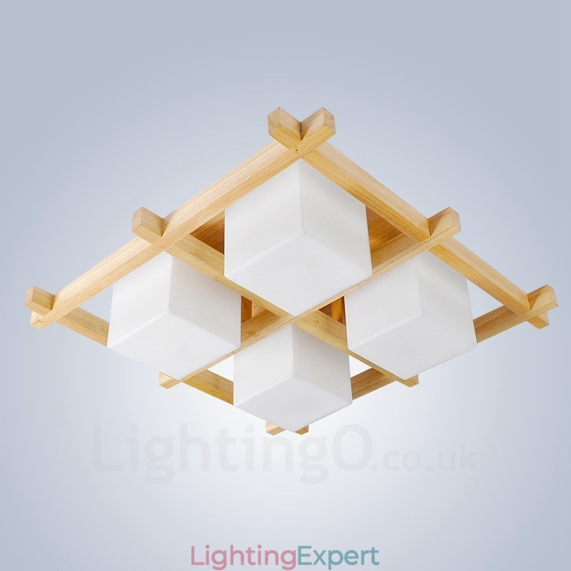 4 Light Modern Contemporary Nordic style Flush Mount Ceiling Lights with Glass Shade