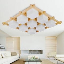 9 Light Modern Contemporary Nordic style Flush Mount Ceiling Lights with Glass Shade