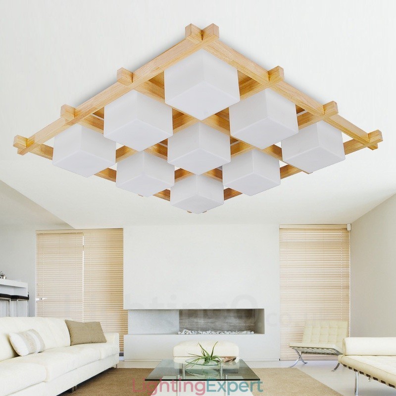 9 Light Modern Contemporary Nordic style Flush Mount Ceiling Lights with Glass Shade