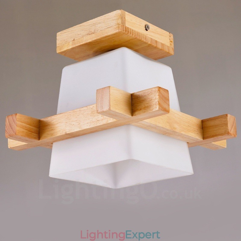 1 Light Modern Contemporary Nordic style Flush Mount Ceiling Lights with Glass Shade