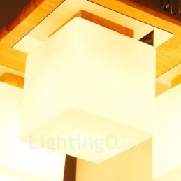 4 Light Modern Contemporary Flush Mount Ceiling Lights with Glass Shade