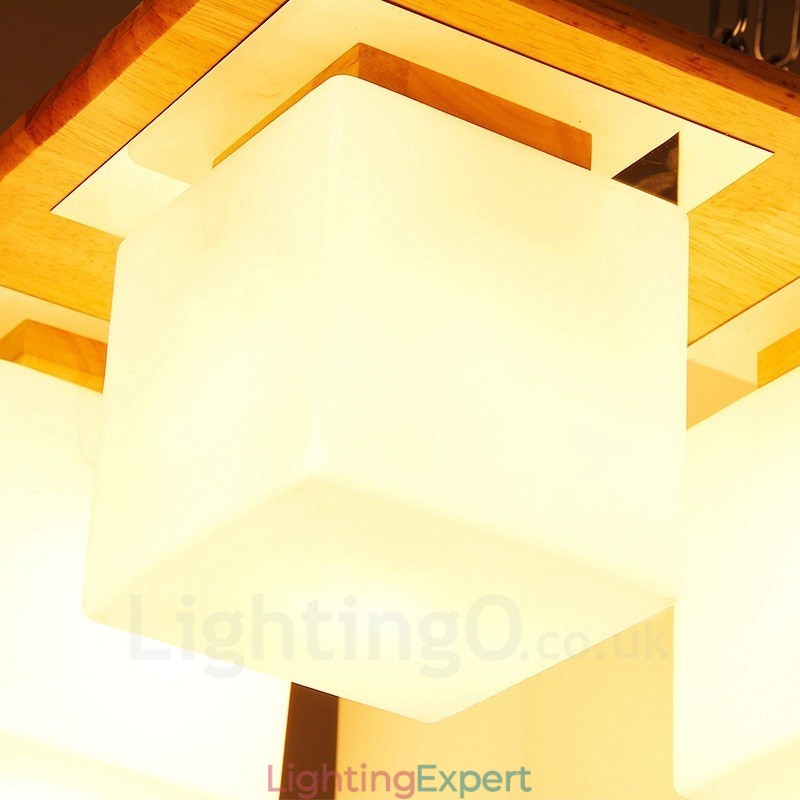 4 Light Modern Contemporary Flush Mount Ceiling Lights with Glass Shade