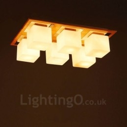 6 Light Modern Contemporary Flush Mount Ceiling Lights with Glass Shade