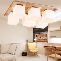 6 Light Modern Contemporary Flush Mount Ceiling Lights with Glass Shade