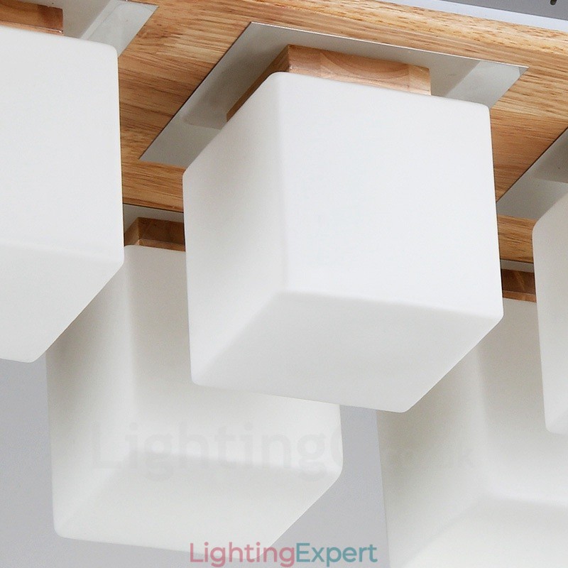 6 Light Modern Contemporary Flush Mount Ceiling Lights with Glass Shade