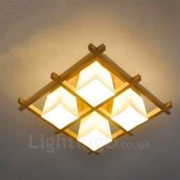 4 Light Modern Contemporary Flush Mount Ceiling Lights with Glass Shade