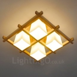 4 Light Modern Contemporary Flush Mount Ceiling Lights with Glass Shade
