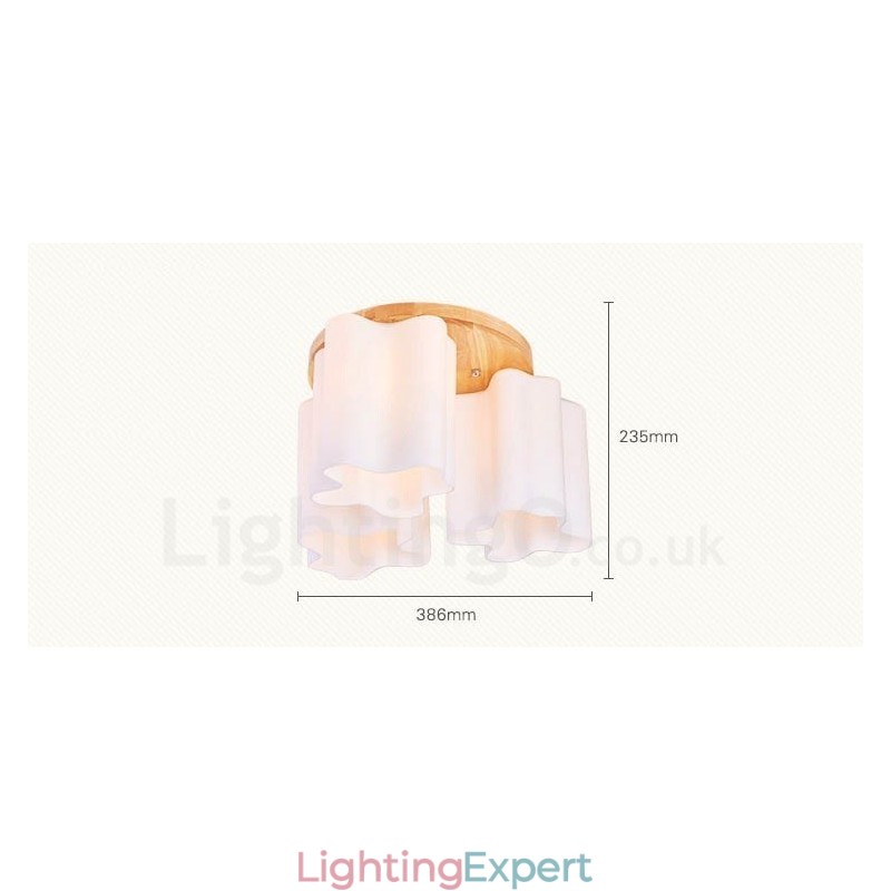 3 Light Modern Contemporary Flush Mount Ceiling Lights with Glass Shade