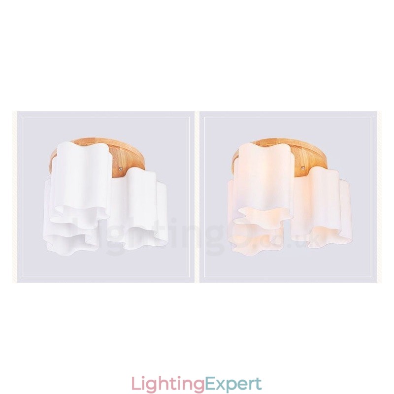3 Light Modern Contemporary Flush Mount Ceiling Lights with Glass Shade