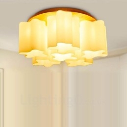 6 Light Modern Contemporary Flush Mount Ceiling Lights with Glass Shade
