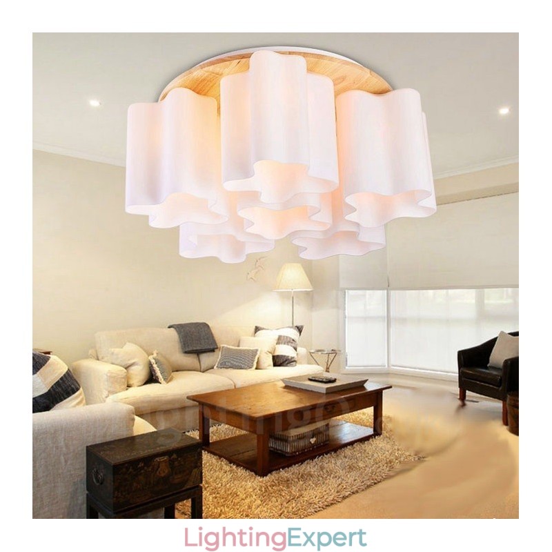 6 Light Modern Contemporary Flush Mount Ceiling Lights with Glass Shade
