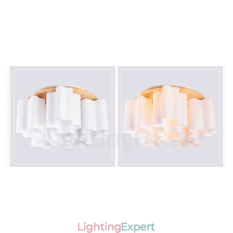 6 Light Modern Contemporary Flush Mount Ceiling Lights with Glass Shade