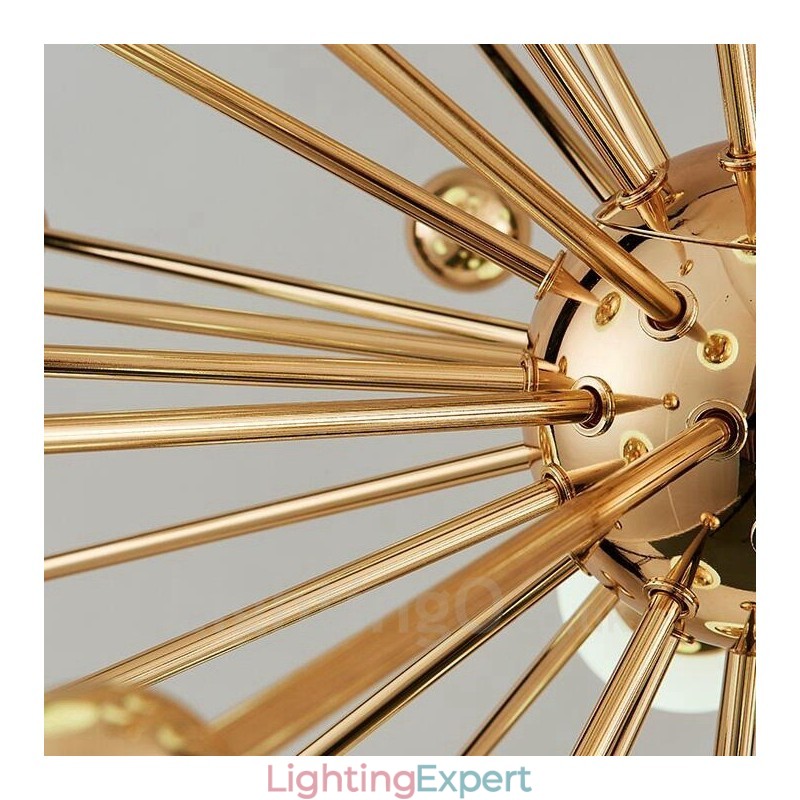 12 Light Modern Contemporary Ceiling Lights Copper Plating Chandelier with White Ball Glass Shade