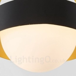1 Light Modern Contemporary Ceiling Lights Copper Plating Pendant Light with White & Black Ball Glass Shade