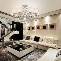 Modern Contemporary Crystal Chrome Metal Chandelier