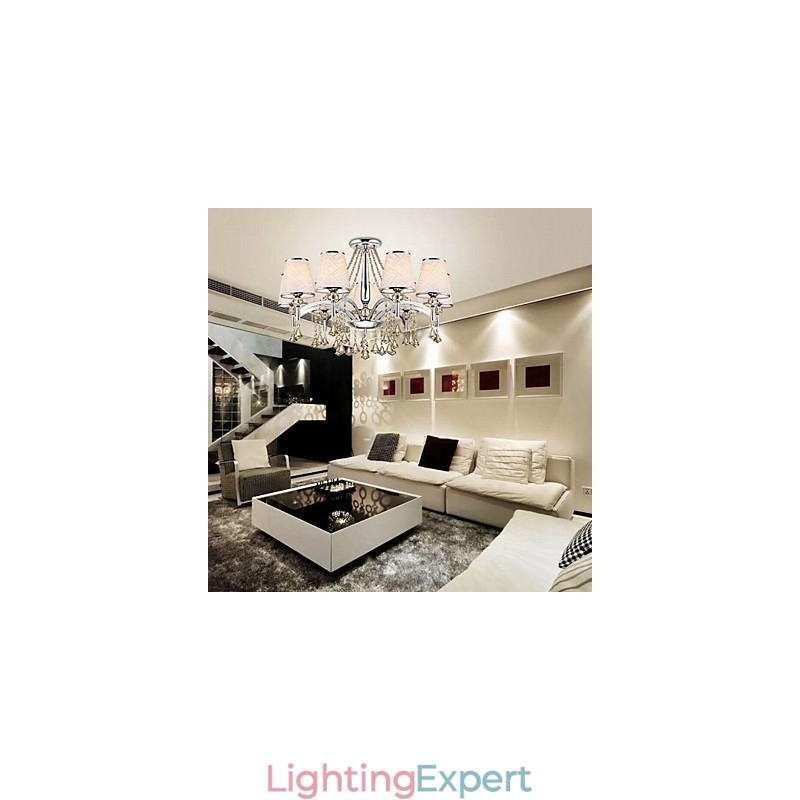 Modern Contemporary Crystal Chrome Metal Chandelier