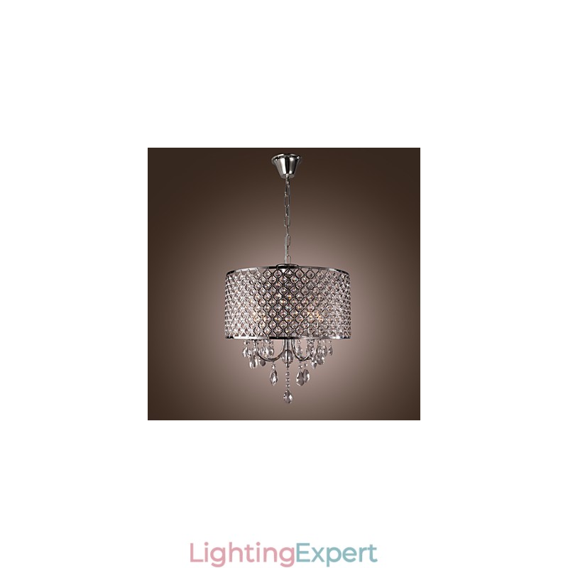 Traditional Classic Crystal Chrome Metal Chandelier