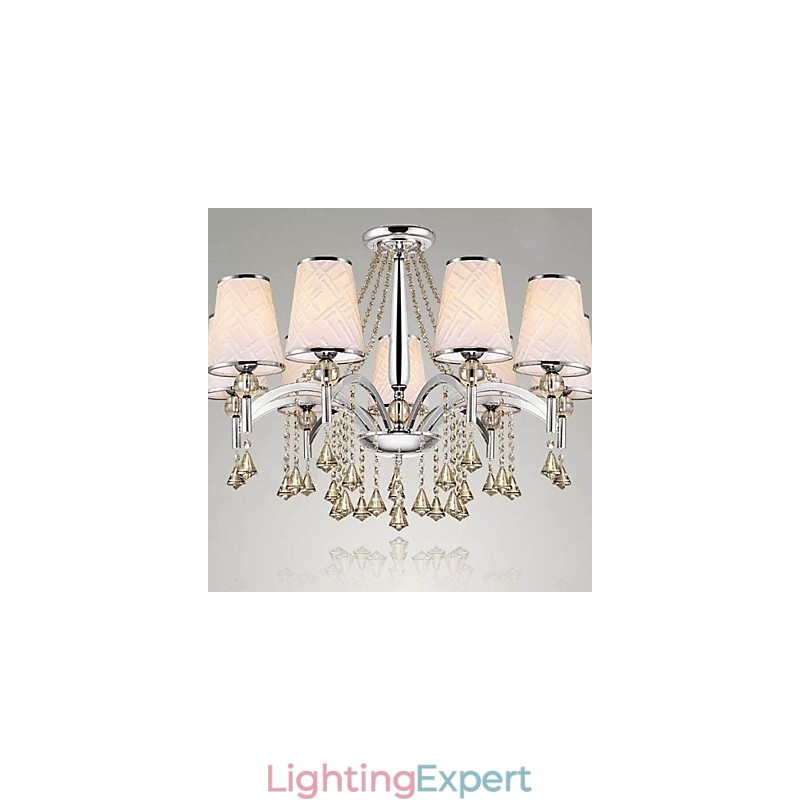 Modern Contemporary Crystal Chrome Metal Chandelier