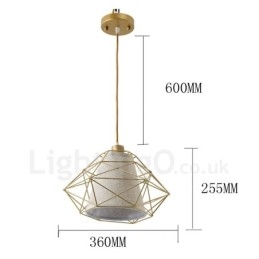 1 Light Retro Vintage Black Iron Pendant Light with Fabric Shades