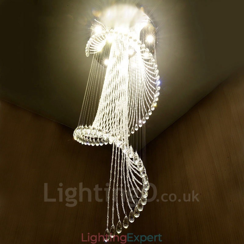 15 Lights Modern Crystal Ceiling Pendant Light Indoor Chandelier Lighting Lamps Fixtures with Bulbs