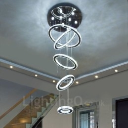 Dimmable Wi Fi Smart Three Light Source Colours 5 Rings Modern Crystal Ceiling Pendant Light Indoor Chandelier
