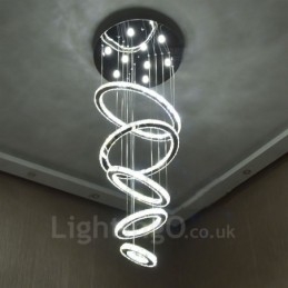 Dimmable Wi Fi Smart Three Light Source Colours 5 Rings Modern Crystal Ceiling Pendant Light Indoor Chandelier