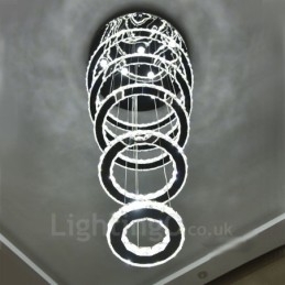 Dimmable Wi Fi Smart Three Light Source Colours 5 Rings Modern Crystal Ceiling Pendant Light Indoor Chandelier