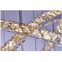 Dimmable Wi Fi Smart Three Light Source Colours 5 Rings Modern Crystal Ceiling Pendant Light Indoor Chandelier