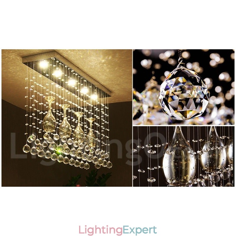 5 Lights Modern Crystal Ceiling Pendant Light Indoor Chandelier Lighting Lamps Fixture