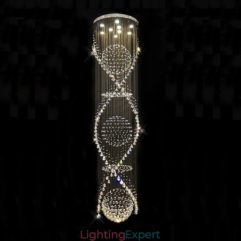 Extra Length 5 Meter Modern Crystal Ceiling Pendant Light Indoor Chandelier Lighting Lamps Fixtures